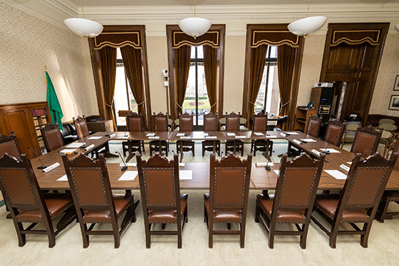 coference room with chairs around a square table